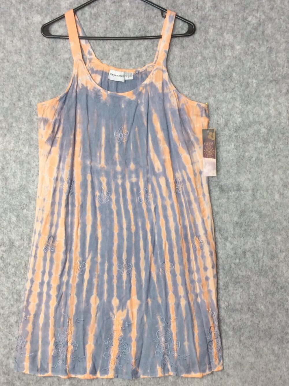 Raya Sun Women’s Large Sleeveless Dress Embroidered Boho Grunge Ombre NWT